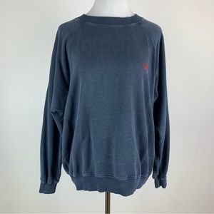 Jungmaven Navy Lip Embroidered Crew Neck Sweatshirt Small